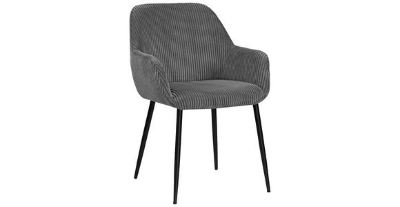 ARMLEHNSTUHL  Stoffauswahl, inklusive Armlehnen Cord  - Dunkelgrau/Schwarz, Design, Textil/Metall (57/85/60cm) - Xora