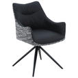 ARMLEHNSTUHL  Sitzfläche 360° drehbar, automatische Rückholfunktion Webstoff Echtleder  - Schwarz, MODERN, Leder/Textil (57/86,5/61,5cm) - Novel
