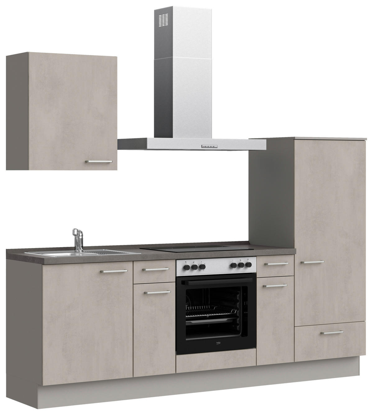 KÜCHENBLOCK Riva 240 cm  in Grau, Schieferfarben  - Schieferfarben/Edelstahlfarben, MODERN, Holzwerkstoff/Metall (240cm) - Nobilia