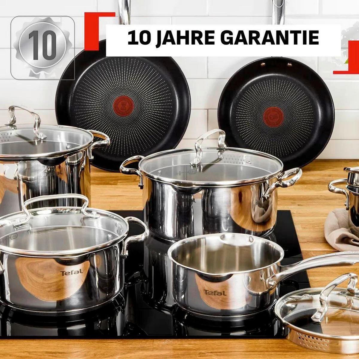 PFANNENSET TEFAL Duetto+ 3-teilig  - Edelstahlfarben/Schwarz, Basics, Metall - Tefal