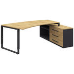 ECKSCHREIBTISCH  in Anthrazit, Hickory  - Anthrazit/Alufarben, Design, Holzwerkstoff/Metall (160/200cm) - Moderano
