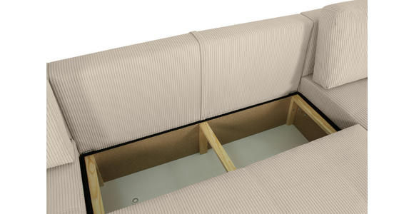 Wohnlandschaft inkl. Funktion Beige Cord  - Beige/Schwarz, KONVENTIONELL, Textil (146/317/146cm) - Xora