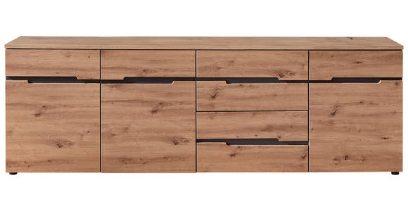 SIDEBOARD Graphitfarben, Eiche Artisan 165/82/44 cm - Schwarz/Graphitfarben, Trend, Holzwerkstoff/Kunststoff (165/82/44cm) - Carryhome