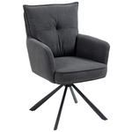 ARMLEHNSTUHL  Stoffauswahl, inklusive Armlehnen, Sitzfläche 180° drehbar Cord  - Anthrazit/Schwarz, Design, Textil/Metall (60/95/67cm) - Novel