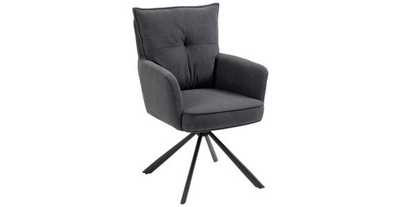 ARMLEHNSTUHL  Stoffauswahl, inklusive Armlehnen, Sitzfläche 180° drehbar Cord  - Anthrazit/Schwarz, Design, Textil/Metall (60/95/67cm) - Novel