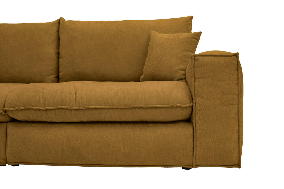BIGSOFA Chenille Senfgelb  - Senfgelb/Schwarz, MODERN, Kunststoff/Textil (255/76/117cm) - Milino