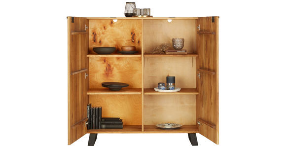 KOMMODE  in 115/126,5/43 cm  - Eichefarben/Schwarz, Trend, Holz/Metall (115/126,5/43cm) - Landscape