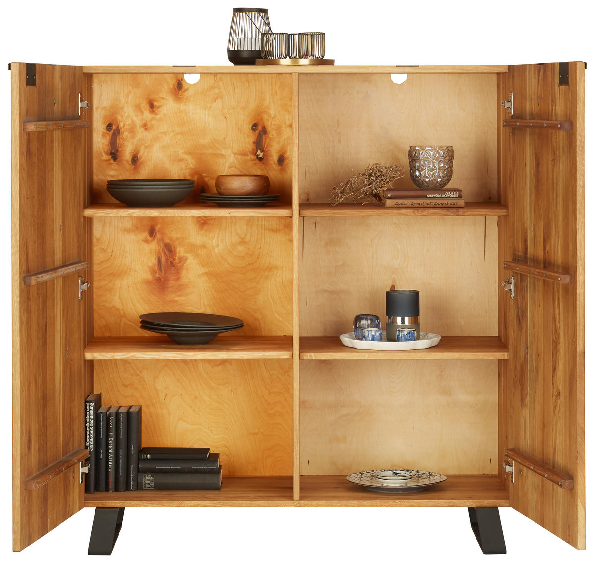 KOMMODE  in 115/126,5/43 cm  - Eichefarben/Schwarz, Trend, Holz/Metall (115/126,5/43cm) - Landscape