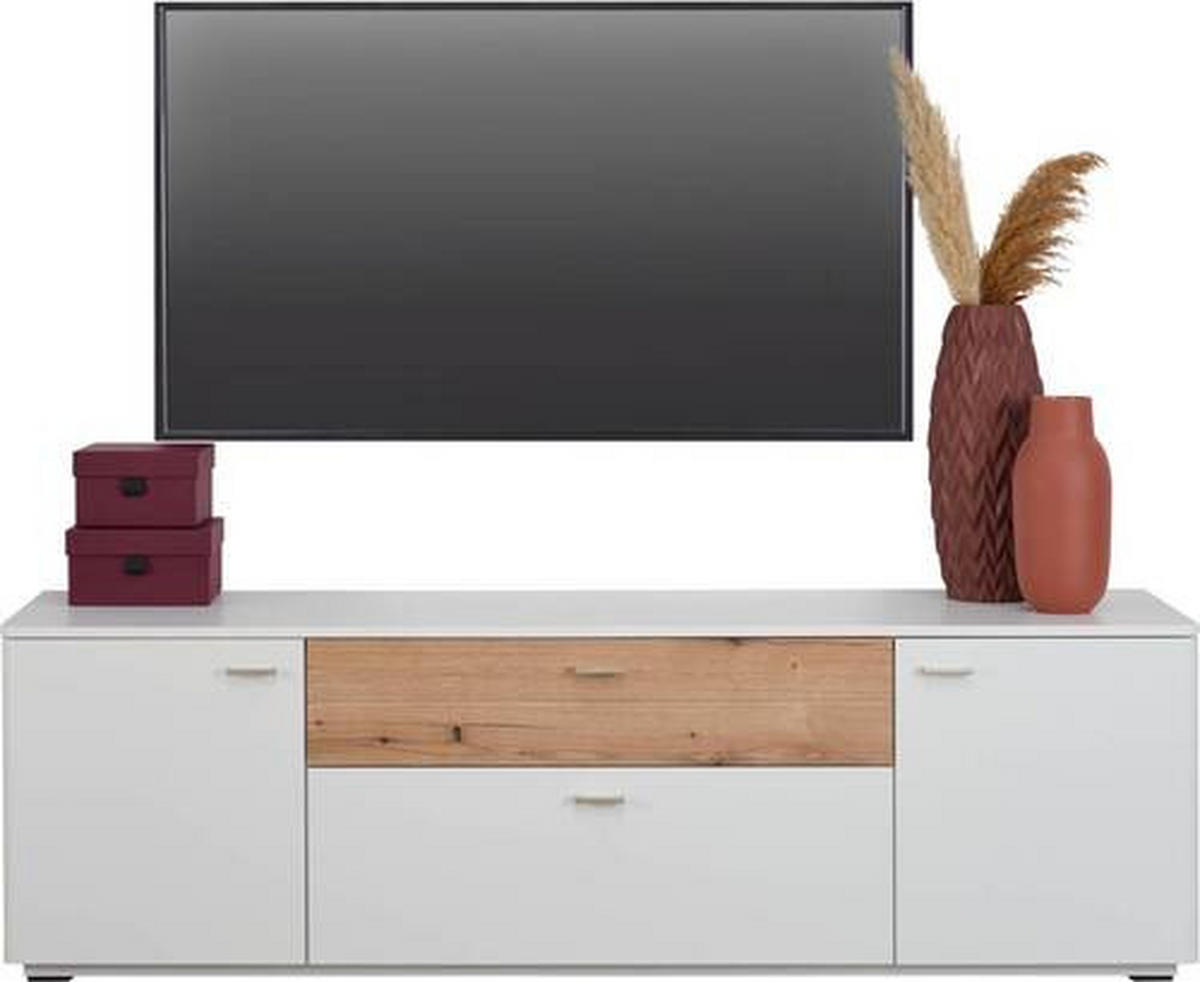 LOWBOARD  in 180/55/50 cm  - Eichefarben/Silberfarben, Design, Holzwerkstoff/Kunststoff (180/55/50cm) - Stylife
