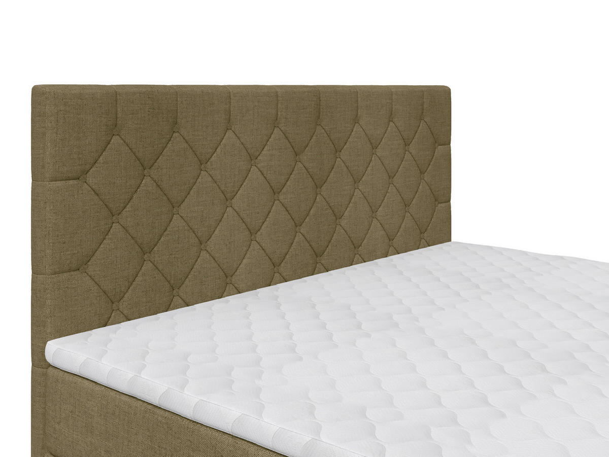 BOXSPRINGBETT 140/200 cm,  in Olivgrün, Matratze, Topper, H2 = mittel  - Schwarz/Olivgrün, KONVENTIONELL, Textil/Metall (140/200cm) - Chameo