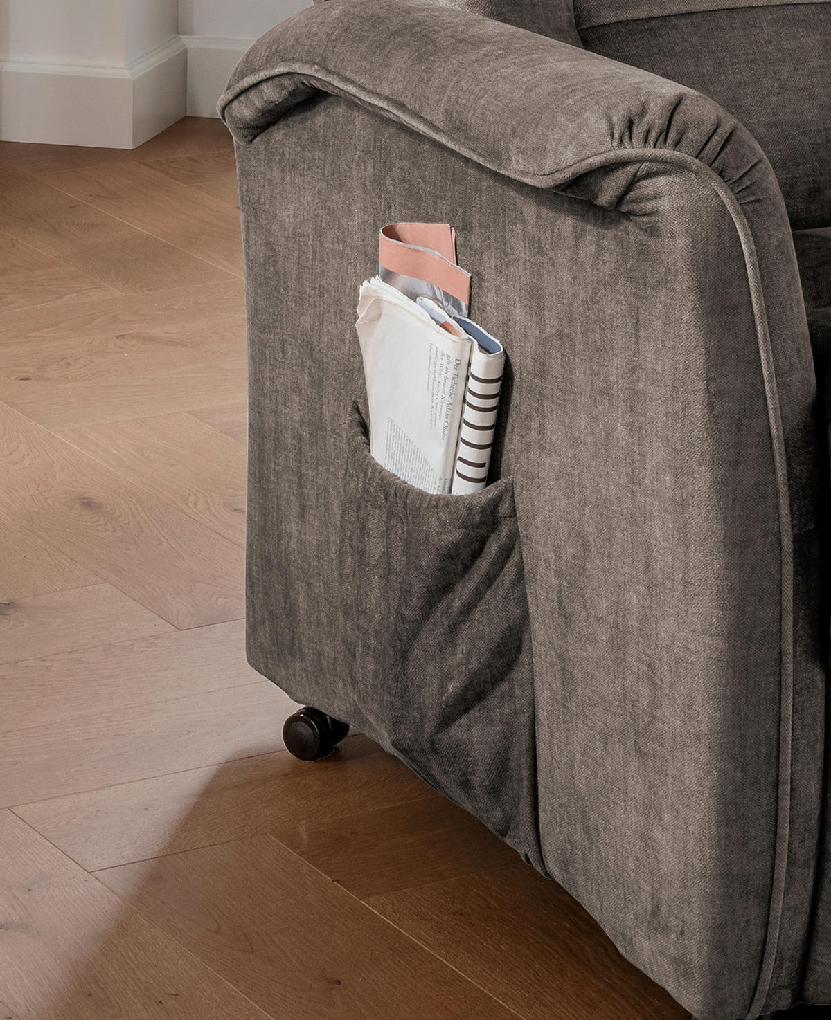 FERNSEHSESSEL in Velours Braun  - Schwarz/Braun, Design, Kunststoff/Textil (77/107/88cm) - Livetastic