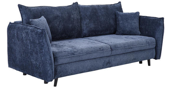 SCHLAFSOFA Chenille Dunkelblau  - Schwarz/Dunkelblau, KONVENTIONELL, Holz/Textil (238/99/108cm) - Carryhome