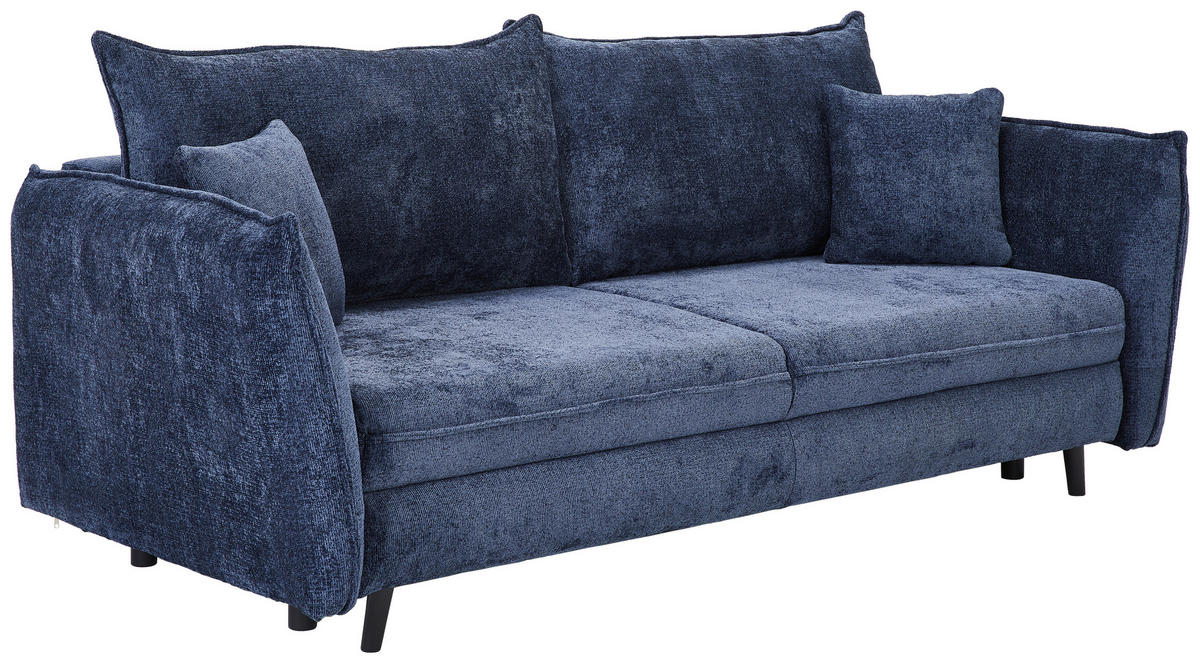 SCHLAFSOFA in Chenille Dunkelblau  - Schwarz/Dunkelblau, Konventionell, Holz/Textil (238/99/108cm) - MID.YOU