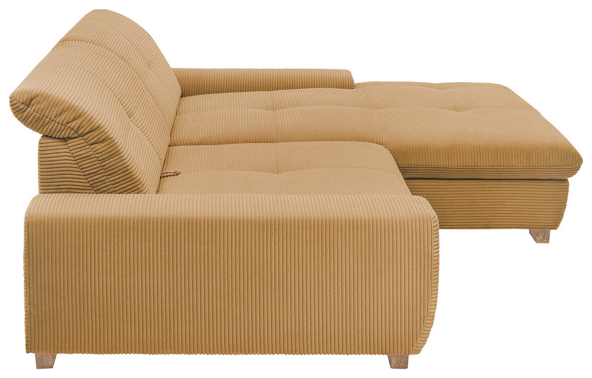 ECKSOFA Honig Cord  - Eichefarben/Honig, Design, Holz/Textil (276/198cm) - SetOne by Musterring