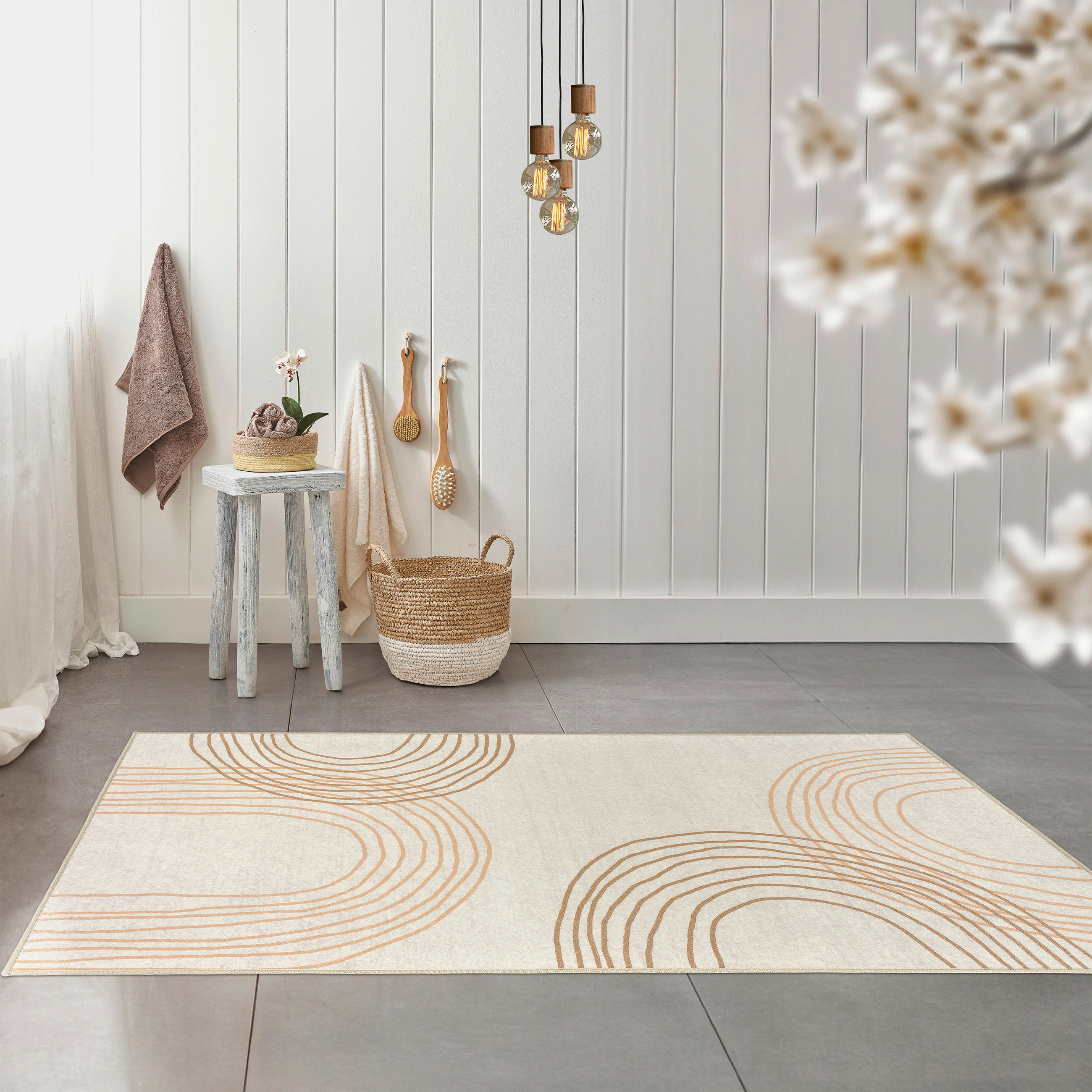FLACHWEBETEPPICH 80/150 cm LIVING-URBAN Sandfarben, Cognac  - Sandfarben/Cognac, Design, Kunststoff/Textil (80/150cm) - Lindorug