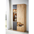 VITRINE in massiv Wildeiche Anthrazit, Eichefarben  - Eichefarben/Anthrazit, Design, Glas/Holz (98/205/42cm) - Waldwelt
