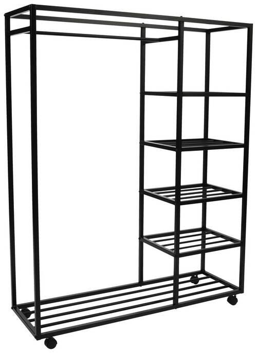 KLEIDERWAGEN in Schwarz 100/140/35 cm - Schwarz, Basics, Kunststoff/Metall (100/140/35cm)