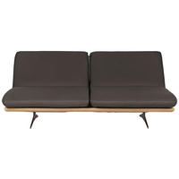 SCHLAFSOFA Dunkelbraun Echtleder  - Dunkelbraun/Beige, Design, Leder/Holz (204/92/90cm) - Dieter Knoll