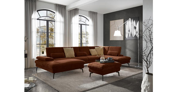 WOHNLANDSCHAFT in Webstoff Rostfarben  - Rostfarben/Schwarz, Design, Textil/Metall (157/354/208cm) - Dieter Knoll