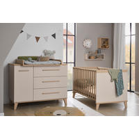 PREVIJALNA KOMODA  MALIO  123,5/94,9/55,6 cm         - barve češnje/bež, Basics, leseni material (123,5/94,9/55,6cm) - Paidi