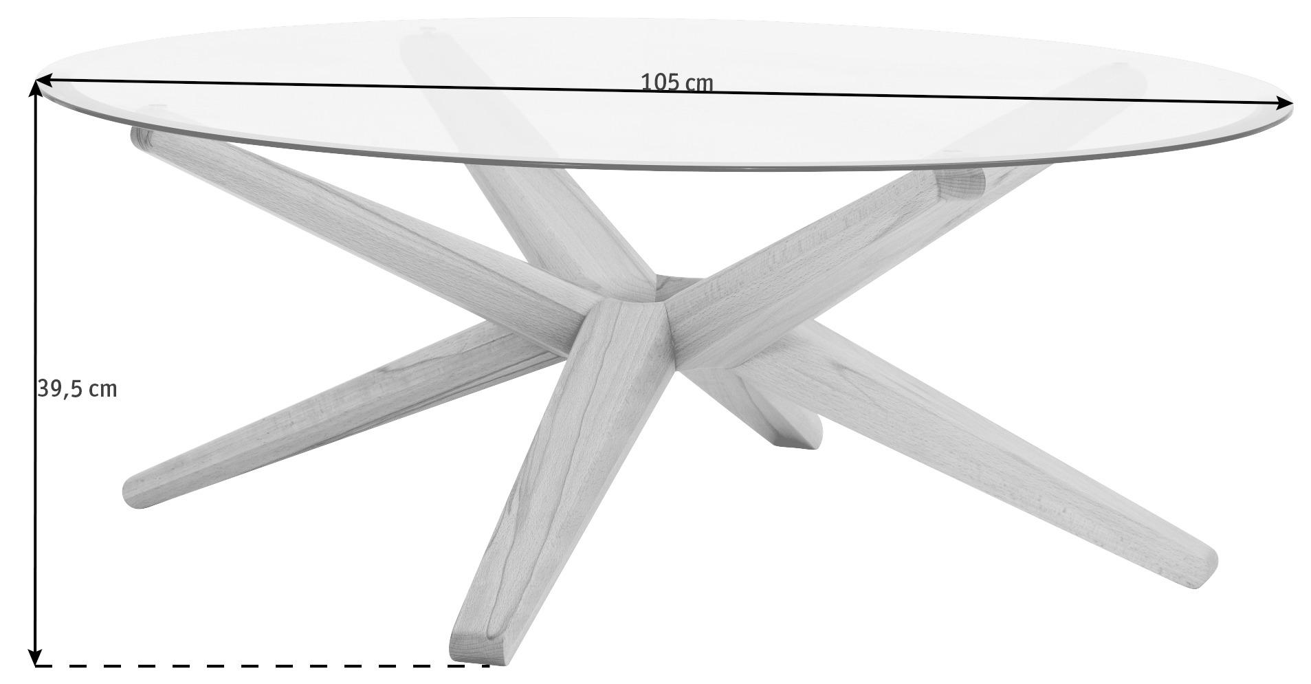 COUCHTISCH in Holz, Glas 105/105/39,5 cm  - Buchefarben, Design, Glas/Holz (105/105/39,5cm) - Team 7