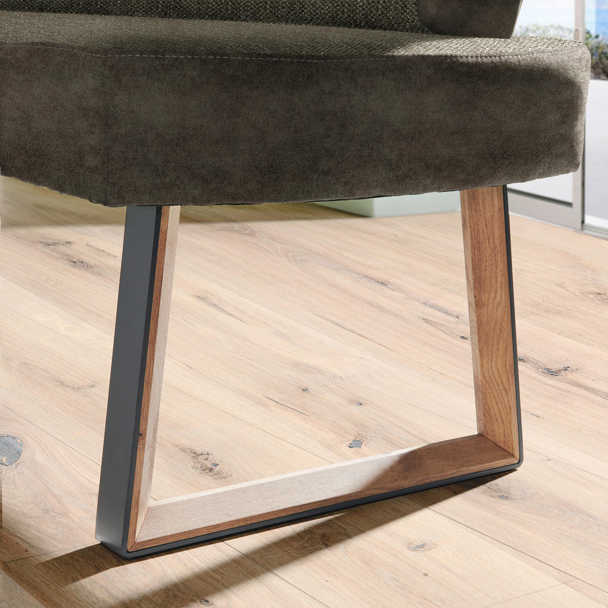 ECKBANK 173/215 cm  in Braun, Eichefarben  - Eichefarben/Schwarz, KONVENTIONELL, Holz/Textil (173/215cm) - Voleo