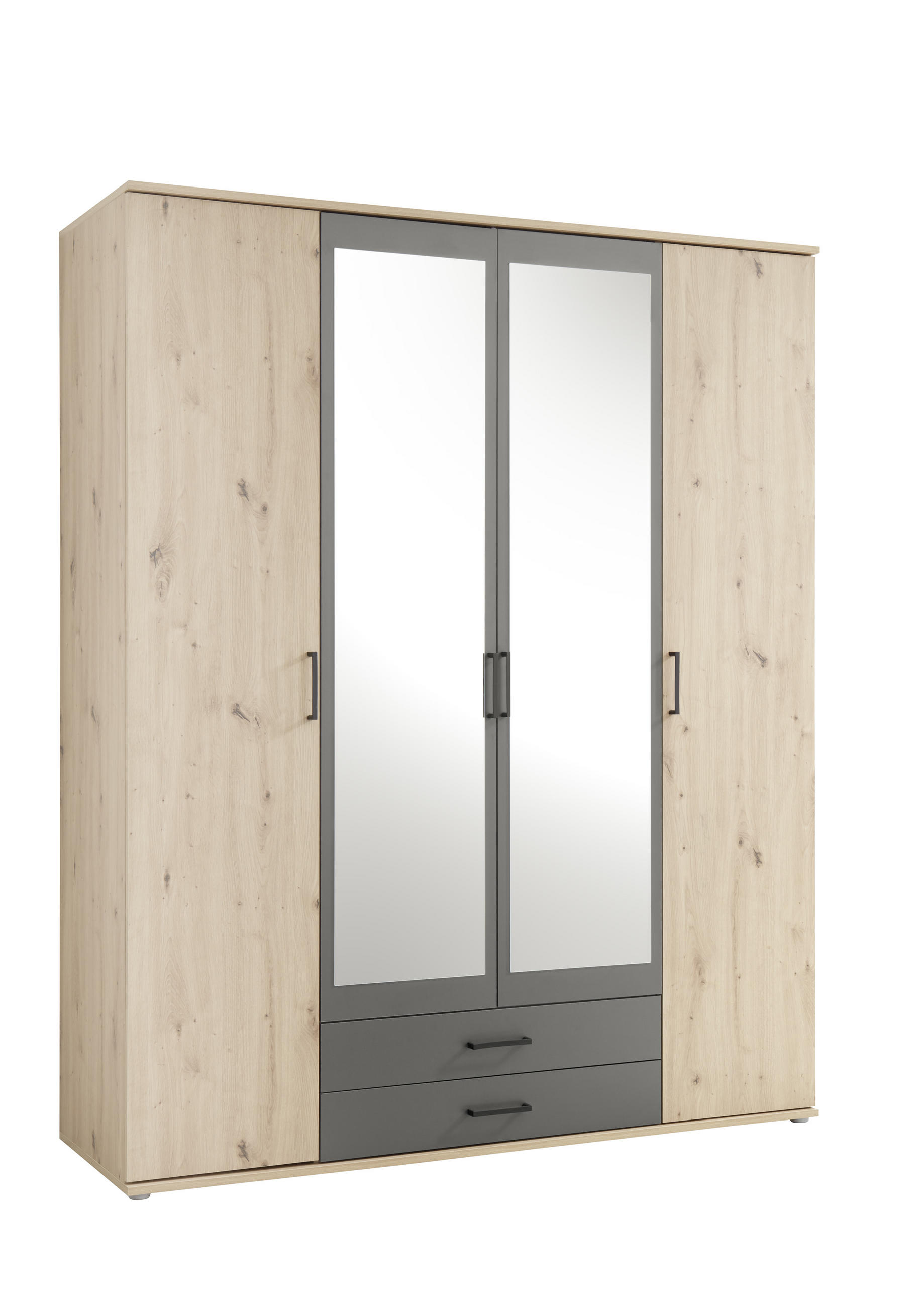 Kleiderschrank Mit Spiegel Eichefarben Anthrazit 