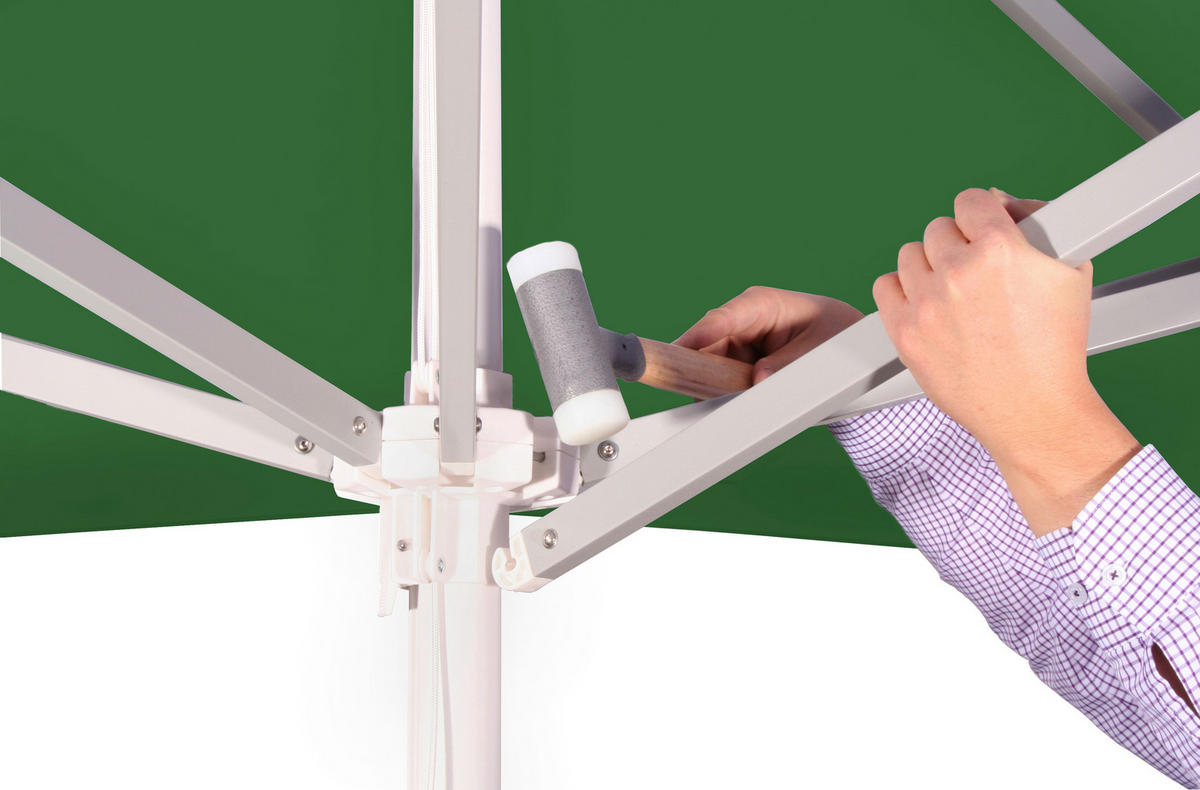 SLUNEČNÍK 300 cm - barvy stříbra/zelená, Basics, kov/textil (300cm) - Schneider