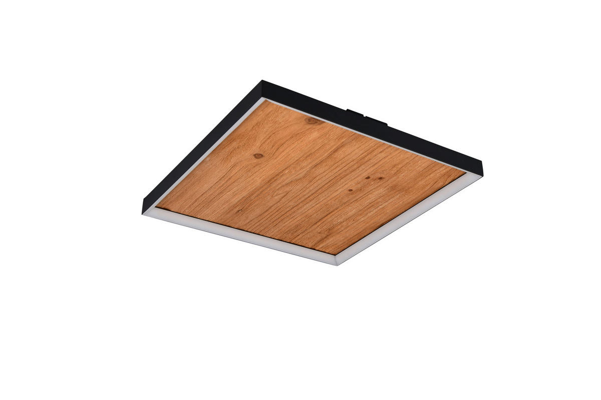 LED-DECKENLEUCHTE KALEA 45/45/7,5 cm  - Schwarz/Kieferfarben, Natur, Holz/Metall (45/45/7,5cm)