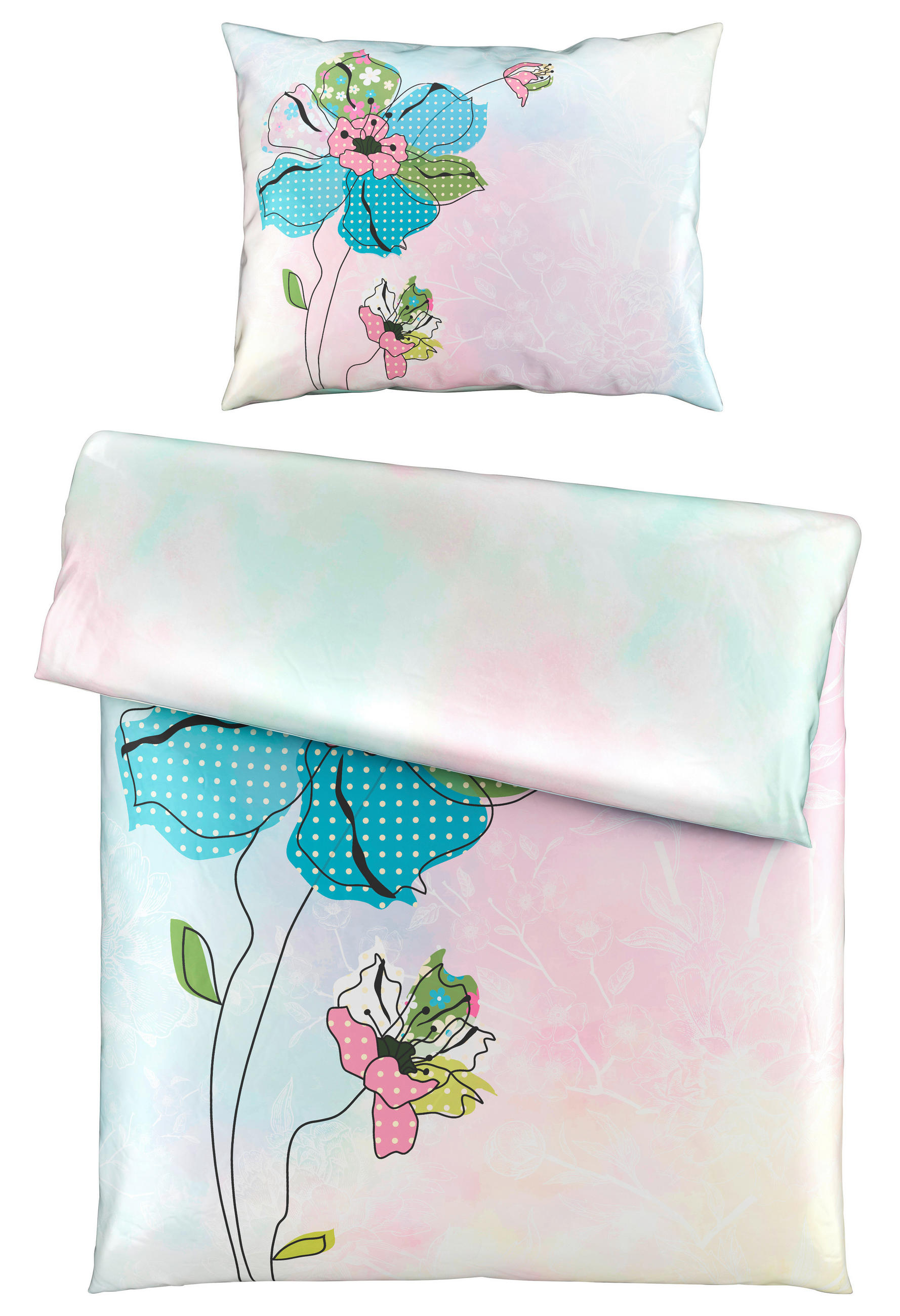 VÄNDBART PÅSLAKANSET satin 150/210 cm  - ljusrosa/ljusblå, Trend, textil (150/210cm) - Esposa