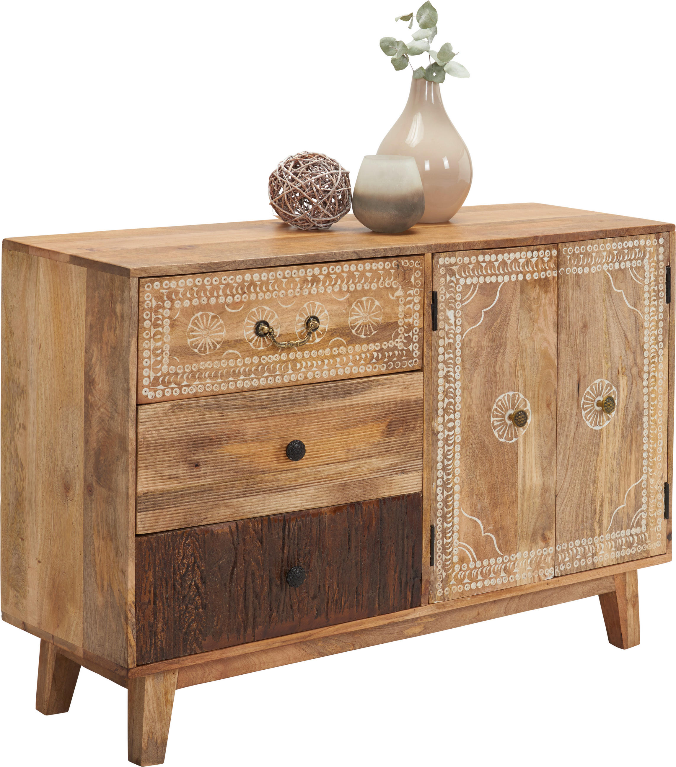 KOMMODE , 115/80/35 cm, 3 Schublade(n)  - Naturfarben/Braun, Trend, Holz/Metall (115/80/35cm) - Landscape