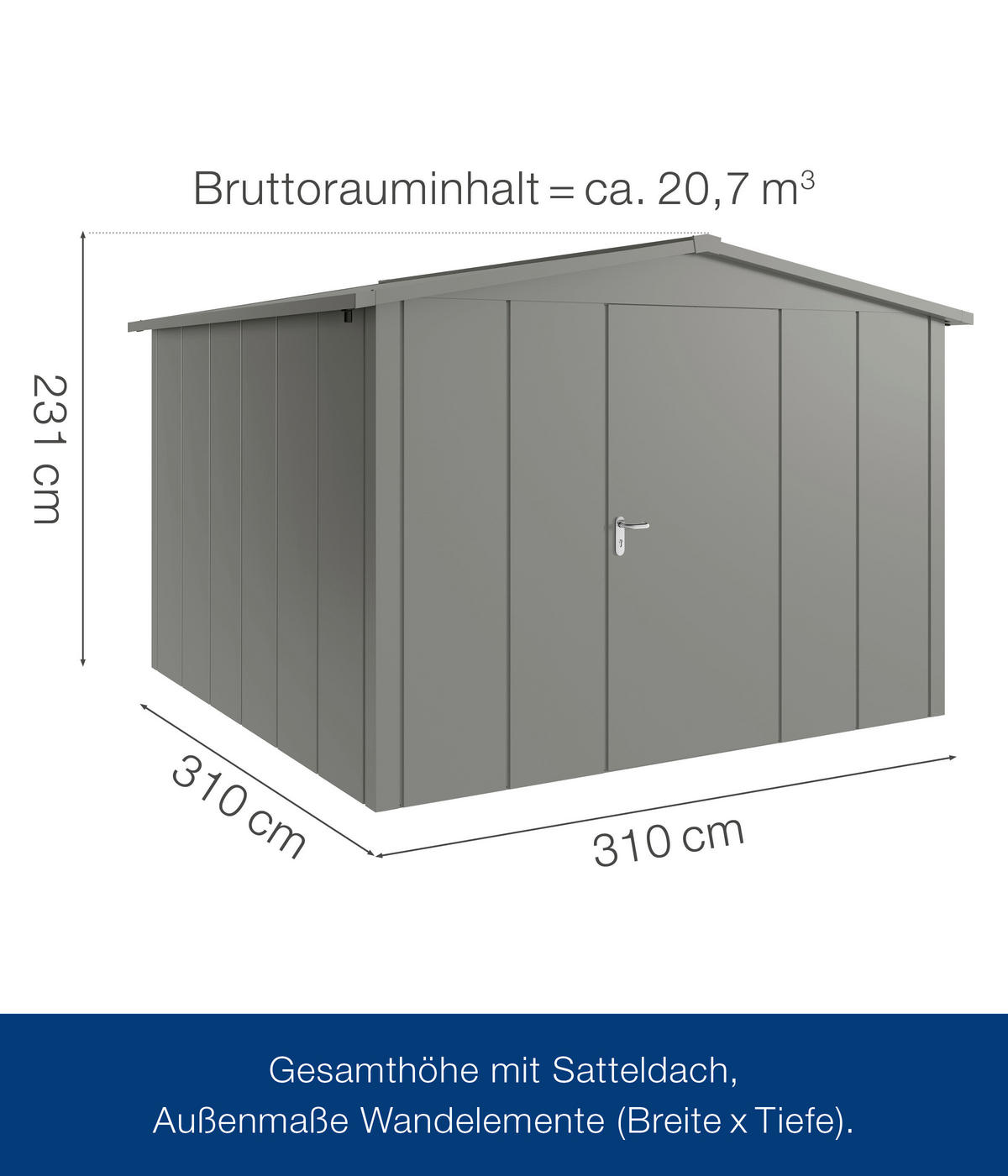 GERÄTEHAUS 333/231/325 cm  - Alufarben, Basics, Metall (333/231/325cm)