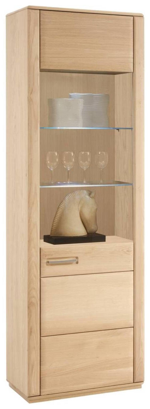 VITRINE in furniert, teilmassiv Eiche Eichefarben - Eichefarben/Silberfarben, Design, Glas/Holz (69/209/38cm) - Livetastic