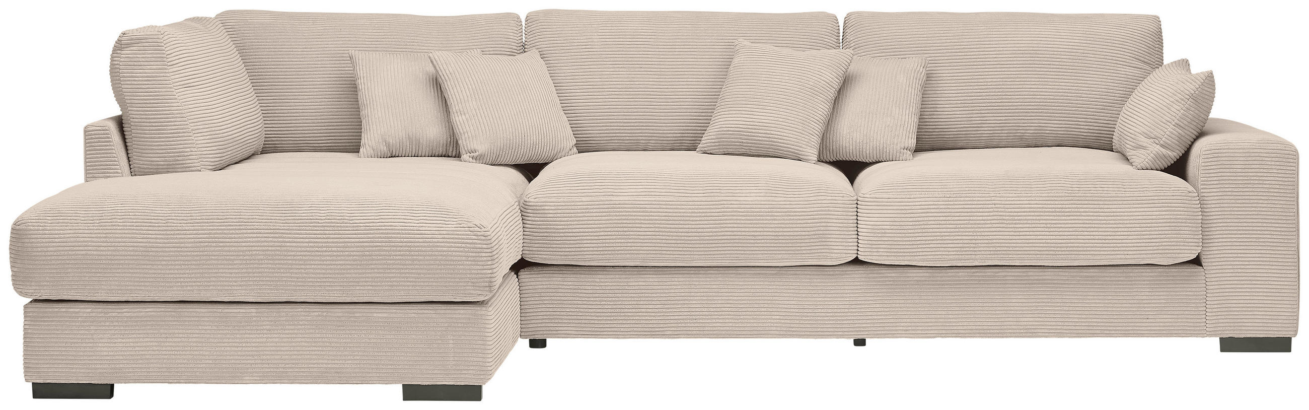 ECKSOFA Creme Cord  - Creme/Schwarz, Design, Kunststoff/Textil (205/340cm) - home24