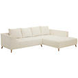ECKSOFA in Flachgewebe Creme  306/202 cm  - Buchefarben/Creme, KONVENTIONELL, Holz/Textil (306/202cm) - Carryhome