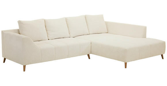ECKSOFA in Flachgewebe Creme  306/202 cm  - Buchefarben/Creme, KONVENTIONELL, Holz/Textil (306/202cm) - Carryhome