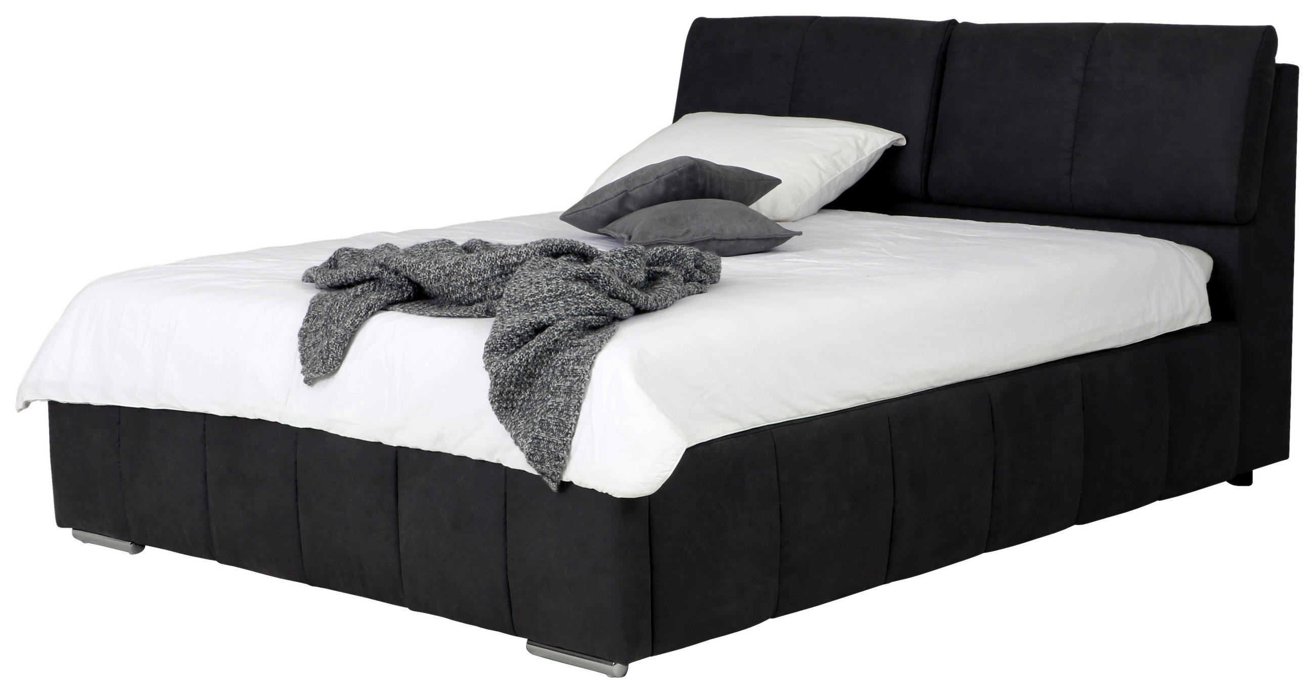KÁRPITOZOTT ÁGY 180/200 cm  fekete  - ezüst/fekete, Basics, faalapú anyag/textil (180/200cm) - Carryhome