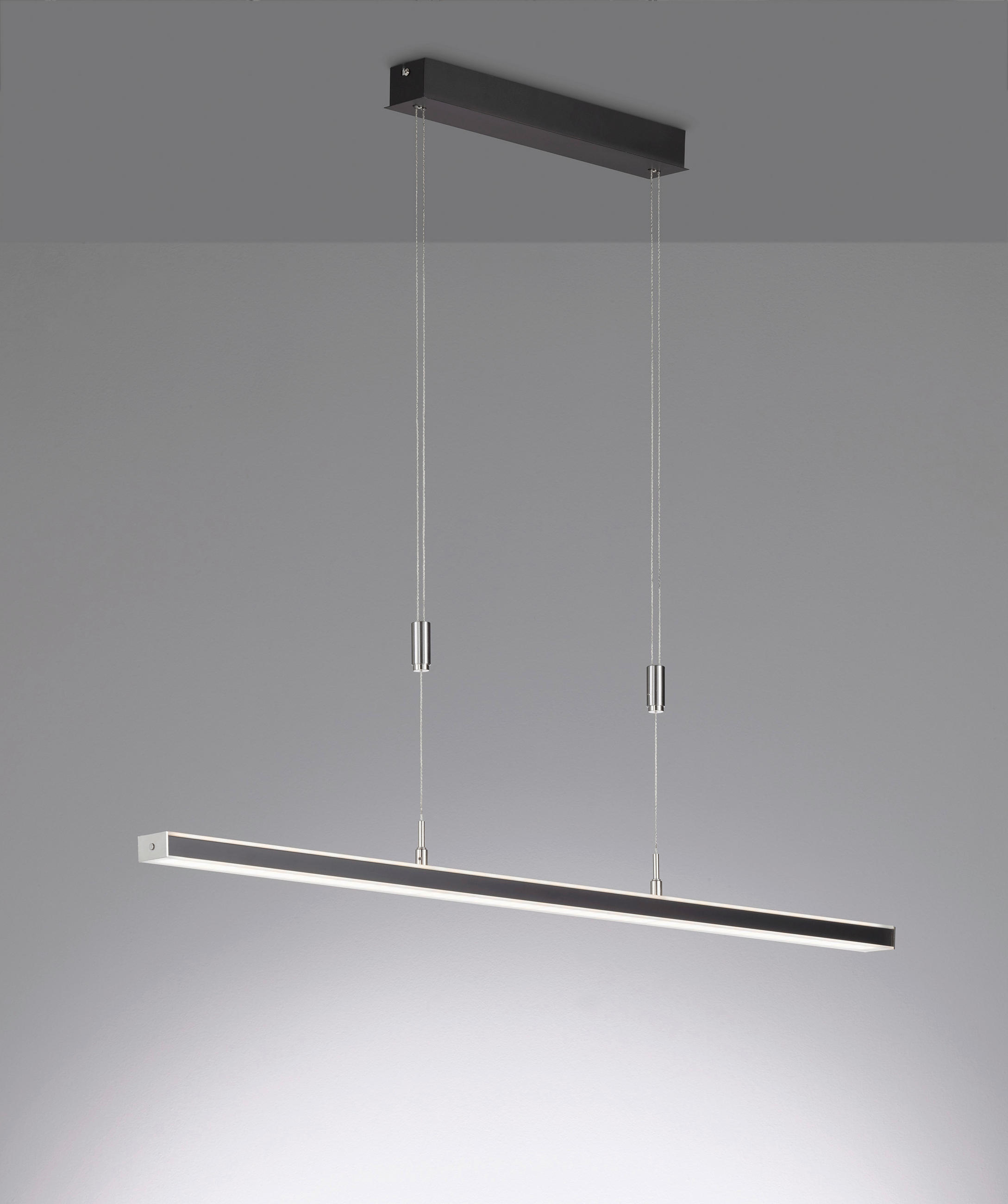ZÁVESNÉ LED SVIETIDLO, 115/7/90 cm - čierna/niklová, Design, kov (115/7/90cm) - Fischer & Honsel