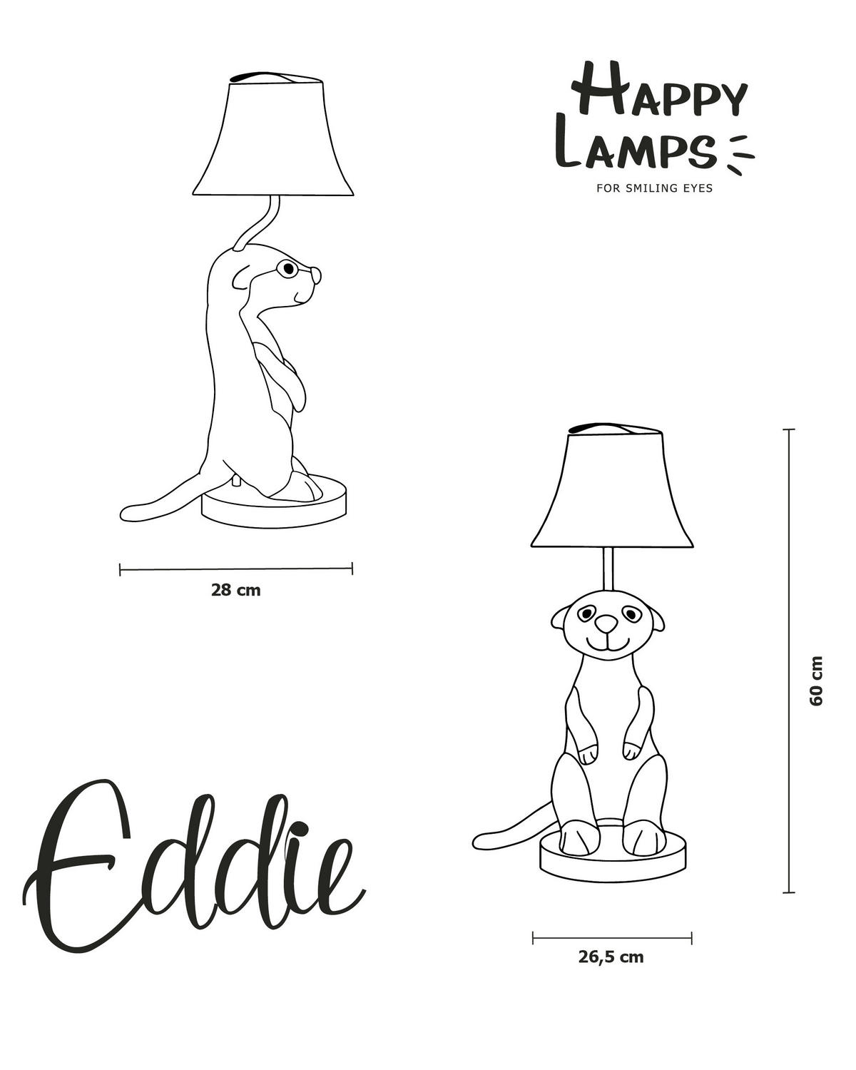 LED-KINDERTISCHLEUCHTE 28/26,5/61 cm   - Beige/Weiß, Trend, Textil/Metall (28/26,5/61cm) - Happy Lamps