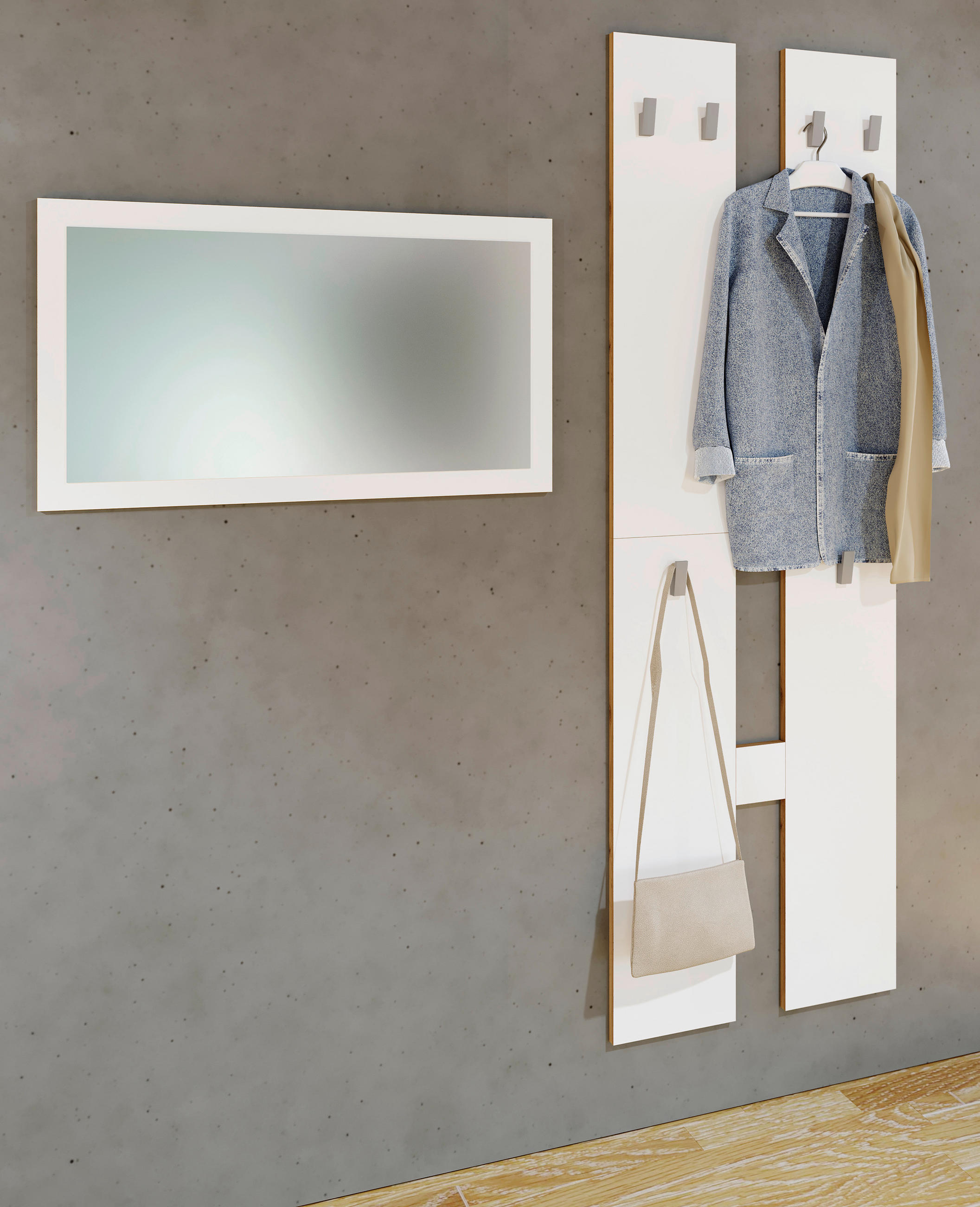 WANDGARDEROBE - Honigeiche/Weiß, Design, Holzwerkstoff (57/140/20cm) - MID.YOU