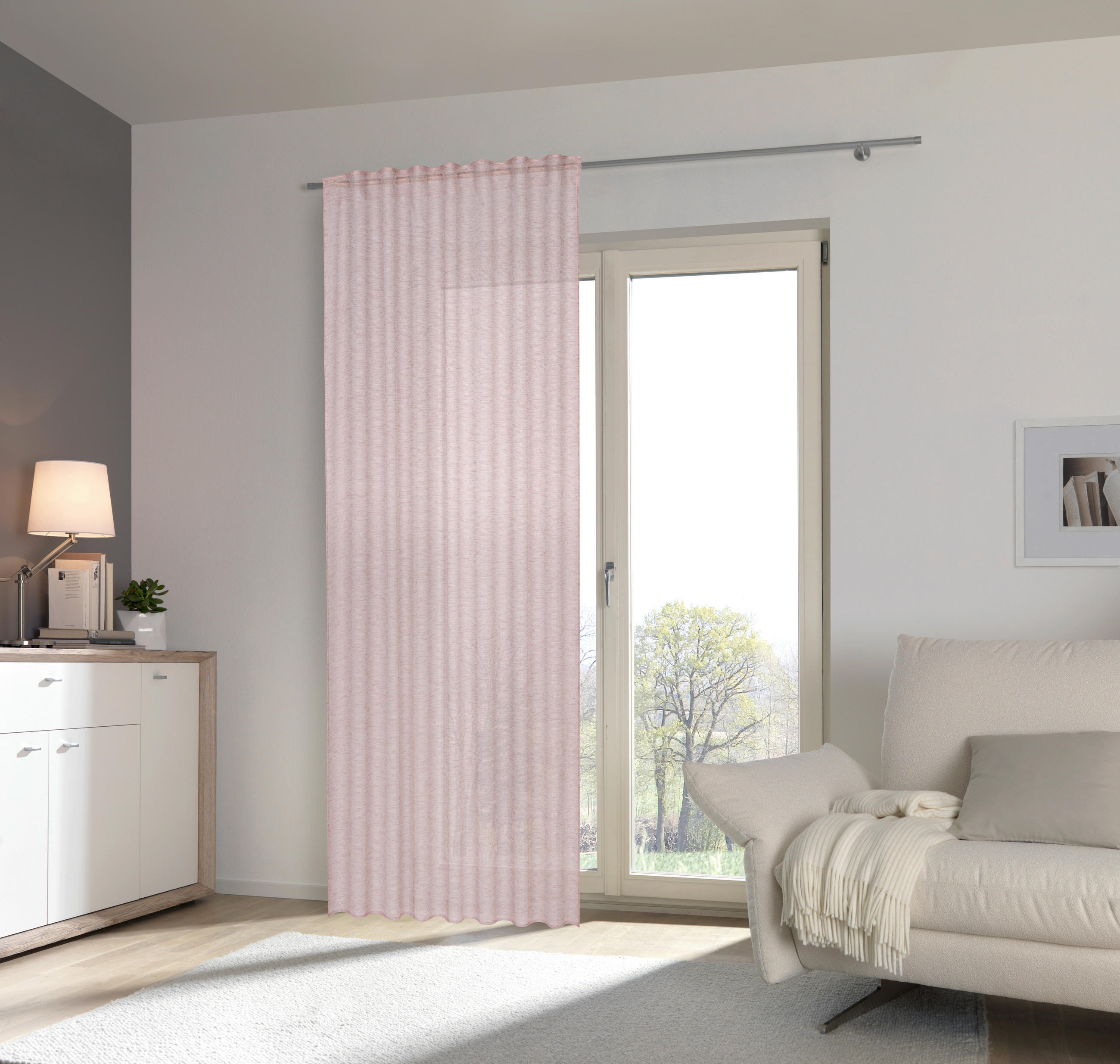 FERTIGVORHANG  transparent   140/245 cm  - Rosa, Basics, Textil (140/245cm) - Esposa
