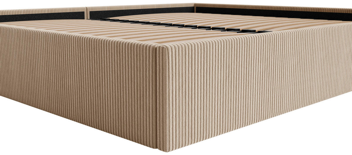 POLSTERBETT 240/200 cm,  in Cappuccino, Lattenrost, Bettkasten,  - Schwarz/Cappuccino, Design, Holz/Textil (240/200cm) - Boxxx