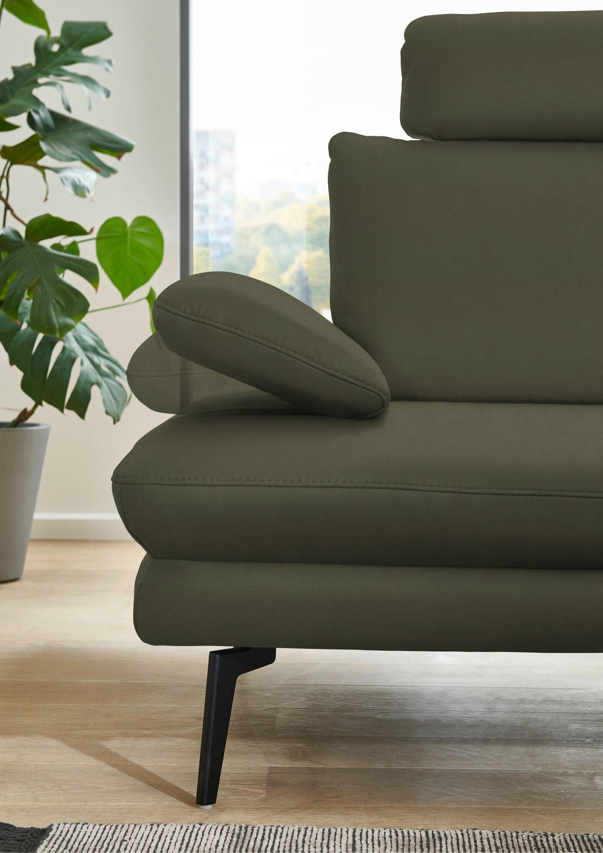 ECKSOFA in Echtleder Grün  - Schwarz/Grün, Design, Leder/Metall (310/180cm) - Dieter Knoll
