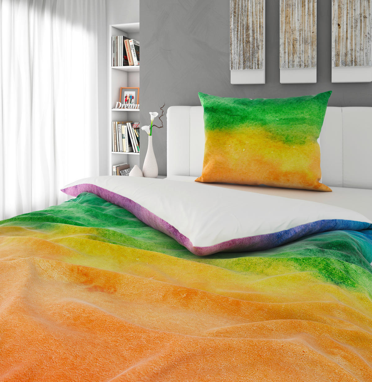 POSTELJINA SA DVA LICA RAINBOW 140/200 cm saten višebojna  - višebojna, Konvencionalno, tekstil (140/200cm) - Esposa