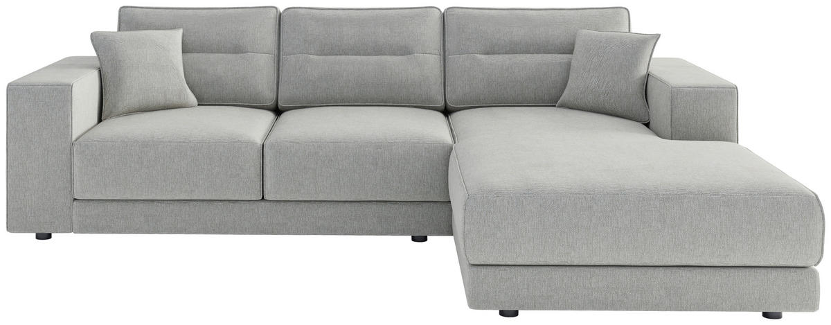 ECKSOFA in Flachgewebe Beige  - Edelstahlfarben/Beige, Design, Kunststoff/Textil (272/195cm) - Livetastic