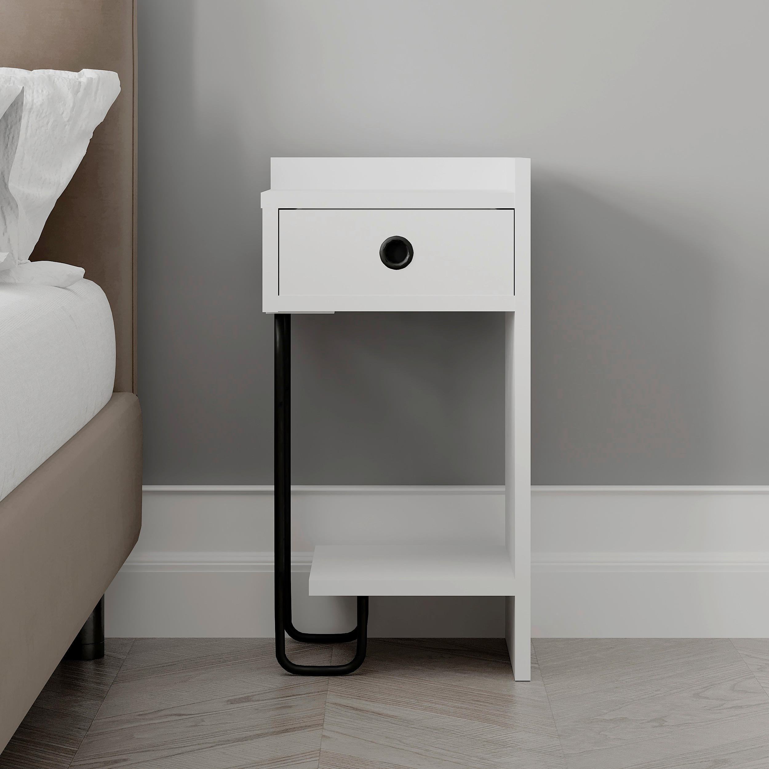 KINDERNACHTKÄSTCHEN  in Weiß  - Weiß, Design, Holzwerkstoff/Metall (32/30/61cm) - Livetastic