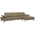 ECKSOFA in Echtleder Hellbraun  - Hellbraun/Schwarz, Design, Leder/Metall (325/157cm) - Dieter Knoll