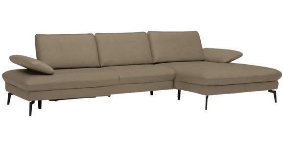ECKSOFA in Echtleder Hellbraun 325/157 cm - Hellbraun/Schwarz, Design, Leder/Metall (325/157cm) - Dieter Knoll