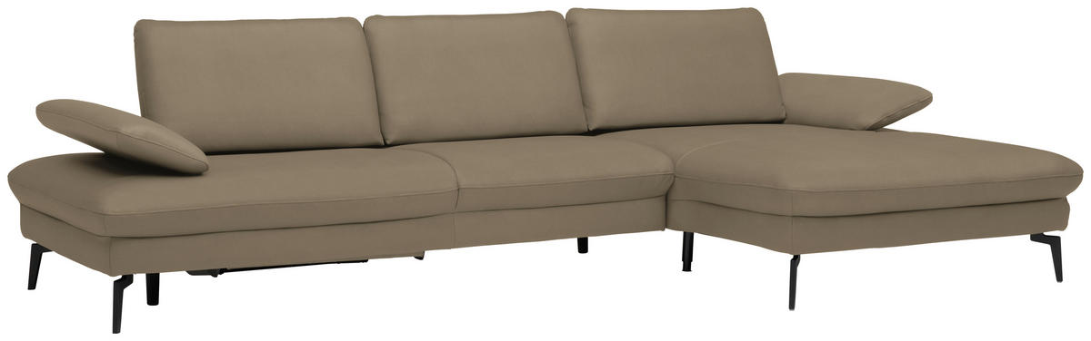 ECKSOFA in Echtleder Hellbraun  - Hellbraun/Schwarz, Design, Leder/Metall (325/157cm) - Dieter Knoll