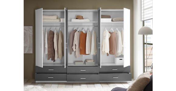 DREHTÜRENSCHRANK in Graphitfarben, Weiß - Alufarben/Graphitfarben, KONVENTIONELL, Glas/Holzwerkstoff (272/211/55cm) - Carryhome